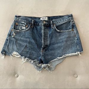 Agolde Parker denim cut off shorts